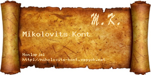 Mikolovits Kont névjegykártya